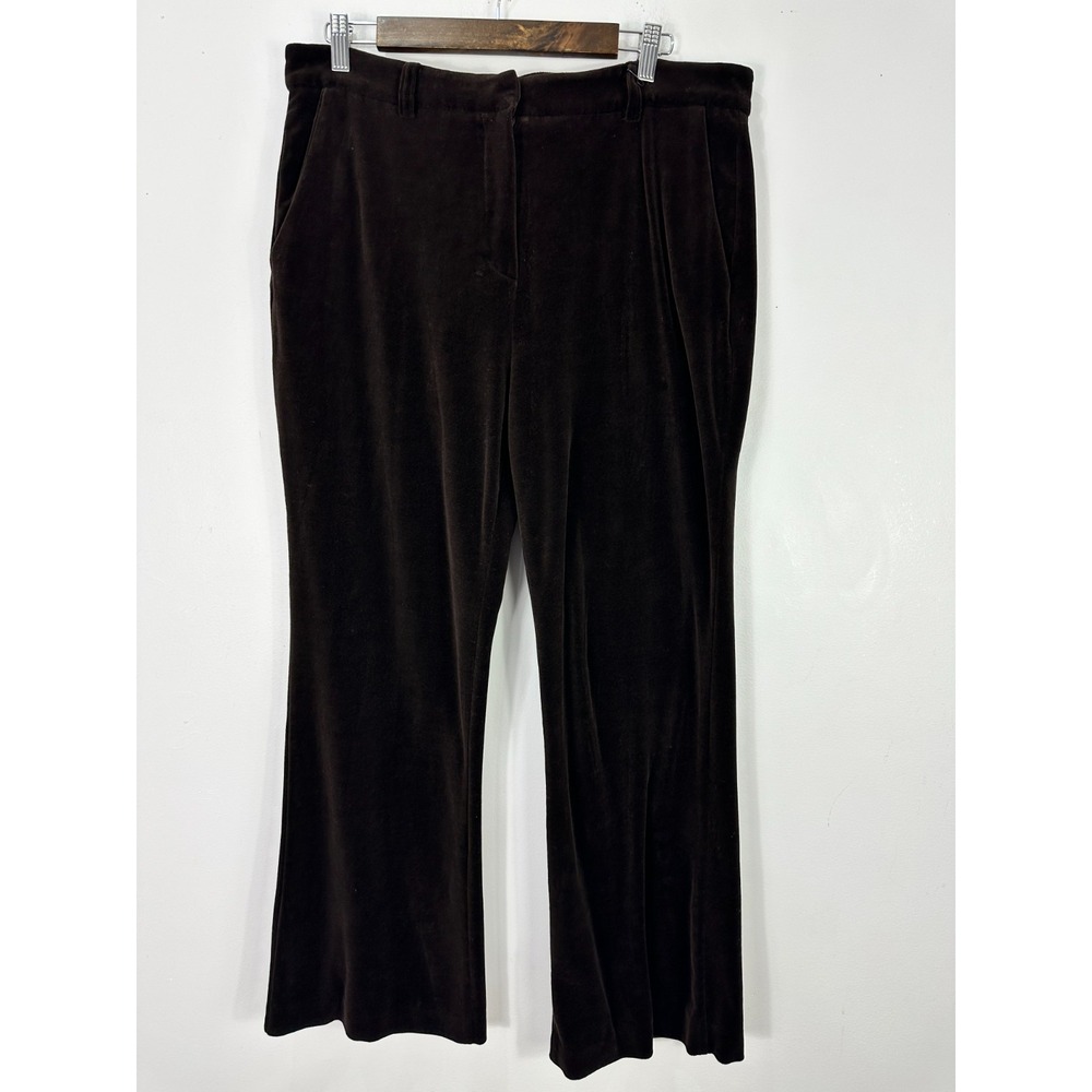 Goodmatch Parma Italy Velvet Pants Women IT 48 Brown Quiet Luxury Wide Leg Retro
